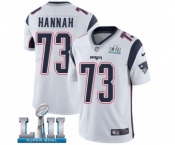 Men's Nike New England Patriots #73 John Hannah White Vapor Untouchable Limited Player Super Bowl LII NFL Jersey