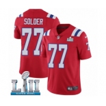 Men's Nike New England Patriots #77 Nate Solder Red Alternate Vapor Untouchable Limited Player Super Bowl LII NFL Jersey