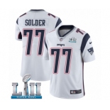 Men's Nike New England Patriots #77 Nate Solder White Vapor Untouchable Limited Player Super Bowl LII NFL Jersey