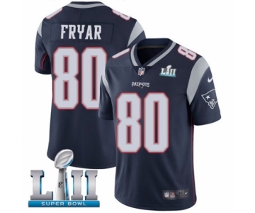 Men's Nike New England Patriots #80 Irving Fryar Navy Blue Team Color Vapor Untouchable Limited Player Super Bowl LII NFL Jersey