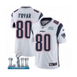 Men's Nike New England Patriots #80 Irving Fryar White Vapor Untouchable Limited Player Super Bowl LII NFL Jersey