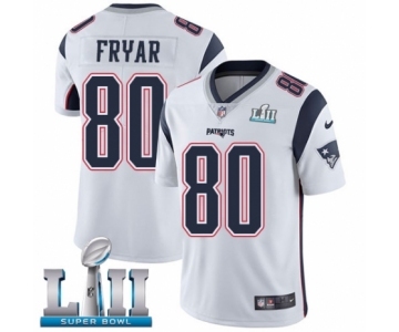 Men's Nike New England Patriots #80 Irving Fryar White Vapor Untouchable Limited Player Super Bowl LII NFL Jersey