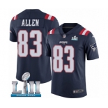 Men's Nike New England Patriots #83 Dwayne Allen Limited Navy Blue Rush Vapor Untouchable Super Bowl LII NFL Jersey