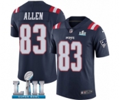 Men's Nike New England Patriots #83 Dwayne Allen Limited Navy Blue Rush Vapor Untouchable Super Bowl LII NFL Jersey