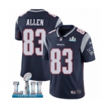 Men's Nike New England Patriots #83 Dwayne Allen Navy Blue Team Color Vapor Untouchable Limited Player Super Bowl LII NFL Jersey