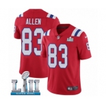 Men's Nike New England Patriots #83 Dwayne Allen Red Alternate Vapor Untouchable Limited Player Super Bowl LII NFL Jersey