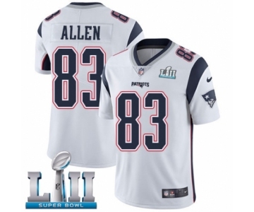 Men's Nike New England Patriots #83 Dwayne Allen White Vapor Untouchable Limited Player Super Bowl LII NFL Jersey