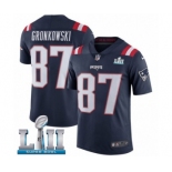 Men's Nike New England Patriots #87 Rob Gronkowski Limited Navy Blue Rush Vapor Untouchable Super Bowl LII NFL Jersey