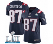 Men's Nike New England Patriots #87 Rob Gronkowski Limited Navy Blue Rush Vapor Untouchable Super Bowl LII NFL Jersey