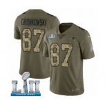 Men's Nike New England Patriots #87 Rob Gronkowski Limited Olive Camo 2017 Salute to Service Super Bowl LII NFL Jersey