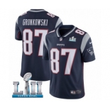 Men's Nike New England Patriots #87 Rob Gronkowski Navy Blue Team Color Vapor Untouchable Limited Player Super Bowl LII NFL Jersey