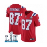 Men's Nike New England Patriots #87 Rob Gronkowski Red Alternate Vapor Untouchable Limited Player Super Bowl LII NFL Jersey