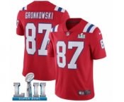 Men's Nike New England Patriots #87 Rob Gronkowski Red Alternate Vapor Untouchable Limited Player Super Bowl LII NFL Jersey