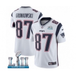 Men's Nike New England Patriots #87 Rob Gronkowski White Vapor Untouchable Limited Player Super Bowl LII NFL Jersey