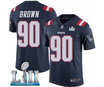 Men's Nike New England Patriots #90 Malcom Brown Limited Navy Blue Rush Vapor Untouchable Super Bowl LII NFL Jersey