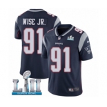 Men's Nike New England Patriots #91 Deatrich Wise Jr Navy Blue Team Color Vapor Untouchable Limited Player Super Bowl LII NFL Jersey