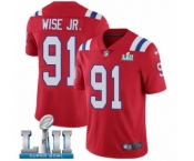 Men's Nike New England Patriots #91 Deatrich Wise Jr Red Alternate Vapor Untouchable Limited Player Super Bowl LII NFL Jersey