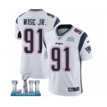 Men's Nike New England Patriots #91 Deatrich Wise Jr White Vapor Untouchable Limited Player Super Bowl LII NFL Jersey