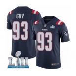 Men's Nike New England Patriots #93 Lawrence Guy Limited Navy Blue Rush Vapor Untouchable Super Bowl LII NFL Jersey