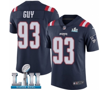 Men's Nike New England Patriots #93 Lawrence Guy Limited Navy Blue Rush Vapor Untouchable Super Bowl LII NFL Jersey