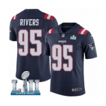 Men's Nike New England Patriots #95 Derek Rivers Limited Navy Blue Rush Vapor Untouchable Super Bowl LII NFL Jersey