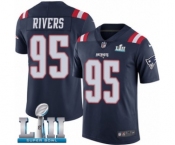 Men's Nike New England Patriots #95 Derek Rivers Limited Navy Blue Rush Vapor Untouchable Super Bowl LII NFL Jersey