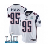 Men's Nike New England Patriots #95 Derek Rivers White Vapor Untouchable Limited Player Super Bowl LII NFL Jersey