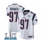 Men's Nike New England Patriots #97 Alan Branch White Vapor Untouchable Limited Player Super Bowl LII NFL Jersey