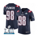 Men's Nike New England Patriots #98 Trey Flowers Limited Navy Blue Rush Vapor Untouchable Super Bowl LII NFL Jersey