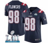 Men's Nike New England Patriots #98 Trey Flowers Limited Navy Blue Rush Vapor Untouchable Super Bowl LII NFL Jersey