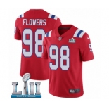 Men's Nike New England Patriots #98 Trey Flowers Red Alternate Vapor Untouchable Limited Player Super Bowl LII NFL Jersey