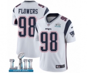 Men's Nike New England Patriots #98 Trey Flowers White Vapor Untouchable Limited Player Super Bowl LII NFL Jersey