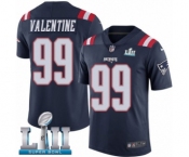 Men's Nike New England Patriots #99 Vincent Valentine Limited Navy Blue Rush Vapor Untouchable Super Bowl LII NFL Jersey