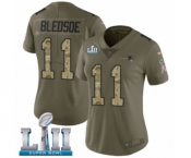 Women's Nike New England Patriots #11 Drew Bledsoe Limited Olive Camo 2017 Salute to Service Super Bowl LII NFL Jersey