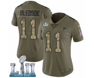 Women's Nike New England Patriots #11 Drew Bledsoe Limited Olive Camo 2017 Salute to Service Super Bowl LII NFL Jersey