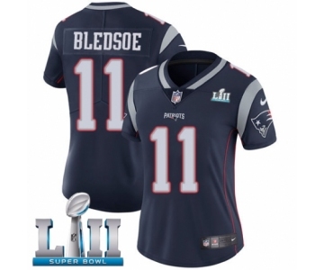 Women's Nike New England Patriots #11 Drew Bledsoe Navy Blue Team Color Vapor Untouchable Limited Player Super Bowl LII NFL Jersey