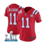 Women's Nike New England Patriots #11 Drew Bledsoe Red Alternate Vapor Untouchable Limited Player Super Bowl LII NFL Jersey