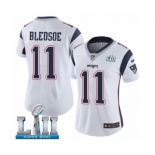 Women's Nike New England Patriots #11 Drew Bledsoe White Vapor Untouchable Limited Player Super Bowl LII NFL Jersey