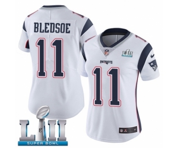 Women's Nike New England Patriots #11 Drew Bledsoe White Vapor Untouchable Limited Player Super Bowl LII NFL Jersey