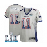 Women's Nike New England Patriots #11 Julian Edelman Elite Grey Drift Fashion Super Bowl LII NFL Jersey