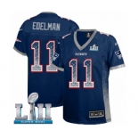 Women's Nike New England Patriots #11 Julian Edelman Elite Navy Blue Drift Fashion Super Bowl LII NFL Jersey