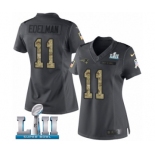 Women's Nike New England Patriots #11 Julian Edelman Limited Black 2016 Salute to Service Super Bowl LII NFL Jersey