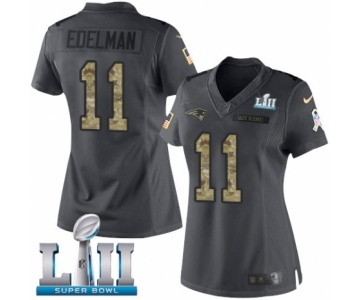 Women's Nike New England Patriots #11 Julian Edelman Limited Black 2016 Salute to Service Super Bowl LII NFL Jersey