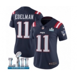 Women's Nike New England Patriots #11 Julian Edelman Limited Navy Blue Rush Vapor Untouchable Super Bowl LII NFL Jersey