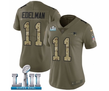 Women's Nike New England Patriots #11 Julian Edelman Limited Olive-Camo 2017 Salute to Service Super Bowl LII NFL Jersey