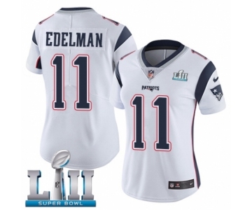 Women's Nike New England Patriots #11 Julian Edelman White Vapor Untouchable Limited Player Super Bowl LII NFL Jersey