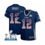 Women's Nike New England Patriots #12 Tom Brady Elite Navy Blue Drift Fashion Super Bowl LII NFL Jersey