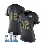 Women's Nike New England Patriots #12 Tom Brady Limited Black 2016 Salute to Service Super Bowl LII NFL Jersey