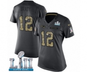 Women's Nike New England Patriots #12 Tom Brady Limited Black 2016 Salute to Service Super Bowl LII NFL Jersey