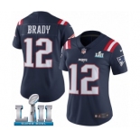 Women's Nike New England Patriots #12 Tom Brady Limited Navy Blue Rush Vapor Untouchable Super Bowl LII NFL Jersey